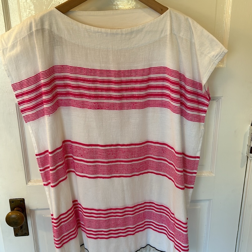 Lemlem White and Pink Striped Blouse/kaftan/tunic - Picture 2 of 5